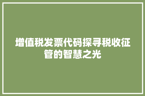 增值税发票代码探寻税收征管的智慧之光