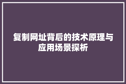 复制网址背后的技术原理与应用场景探析