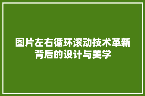 图片左右循环滚动技术革新背后的设计与美学