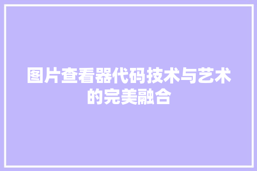 图片查看器代码技术与艺术的完美融合