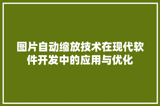 图片自动缩放技术在现代软件开发中的应用与优化