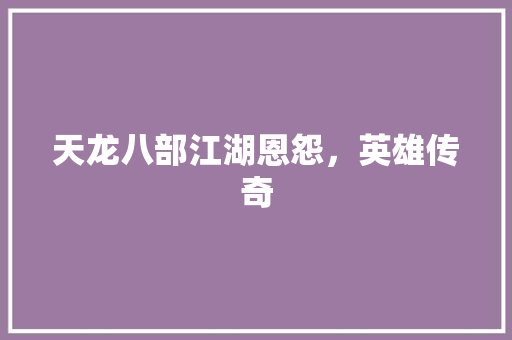 天龙八部江湖恩怨，英雄传奇