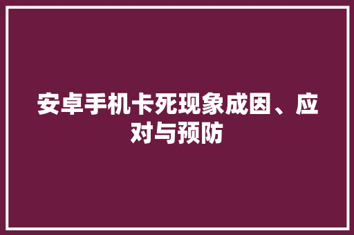 安卓手机卡死现象成因、应对与预防