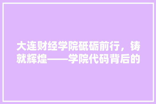 大连财经学院砥砺前行，铸就辉煌——学院代码背后的故事