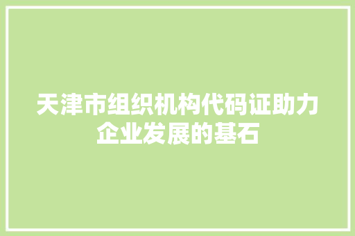 天津市组织机构代码证助力企业发展的基石