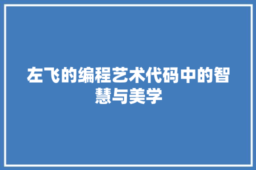 左飞的编程艺术代码中的智慧与美学