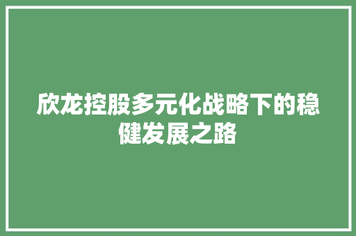 欣龙控股多元化战略下的稳健发展之路