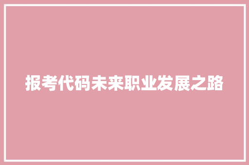 报考代码未来职业发展之路