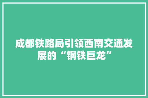 成都铁路局引领西南交通发展的“钢铁巨龙”