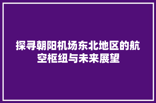 探寻朝阳机场东北地区的航空枢纽与未来展望