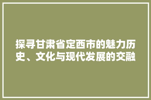 探寻甘肃省定西市的魅力历史、文化与现代发展的交融