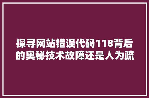 探寻网站错误代码118背后的奥秘技术故障还是人为疏忽
