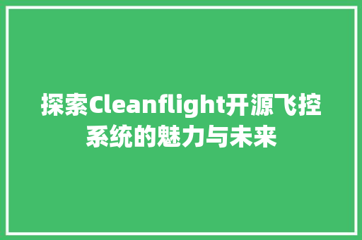 探索Cleanflight开源飞控系统的魅力与未来