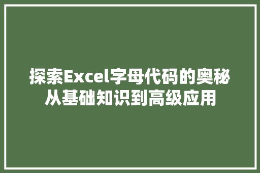 探索Excel字母代码的奥秘从基础知识到高级应用