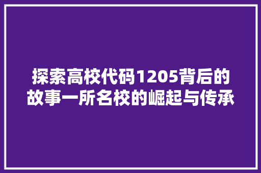 探索高校代码1205背后的故事一所名校的崛起与传承