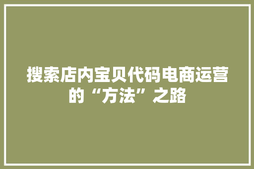 搜索店内宝贝代码电商运营的“方法”之路