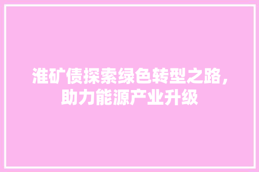 淮矿债探索绿色转型之路，助力能源产业升级