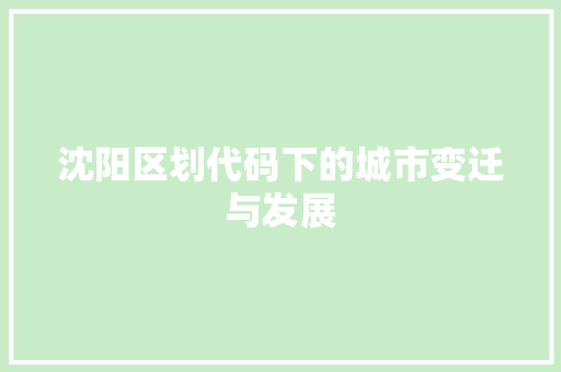 沈阳区划代码下的城市变迁与发展