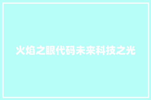 火焰之眼代码未来科技之光
