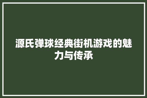 源氏弹球经典街机游戏的魅力与传承
