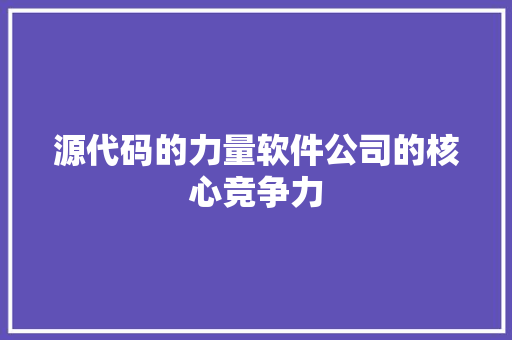 源代码的力量软件公司的核心竞争力