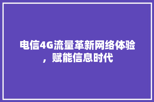 电信4G流量革新网络体验，赋能信息时代