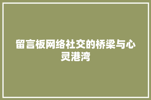 留言板网络社交的桥梁与心灵港湾