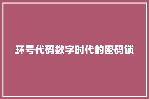 环号代码数字时代的密码锁