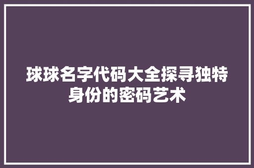 球球名字代码大全探寻独特身份的密码艺术