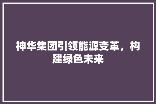 神华集团引领能源变革，构建绿色未来