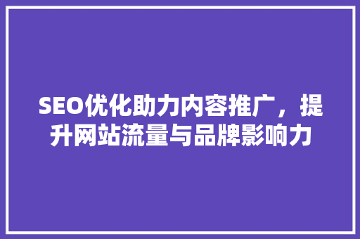 SEO优化助力内容推广，提升网站流量与品牌影响力