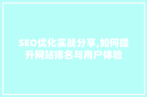 SEO优化实战分享,如何提升网站排名与用户体验