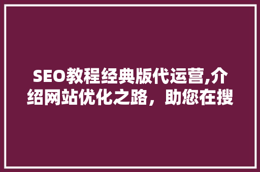 SEO教程经典版代运营,介绍网站优化之路，助您在搜索引擎中脱颖而出