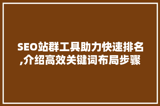 SEO站群工具助力快速排名,介绍高效关键词布局步骤