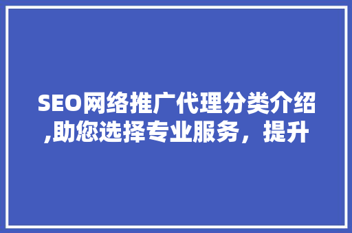 SEO网络推广代理分类介绍,助您选择专业服务，提升网站排名