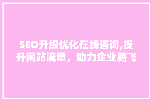 SEO升级优化在线咨询,提升网站流量，助力企业腾飞